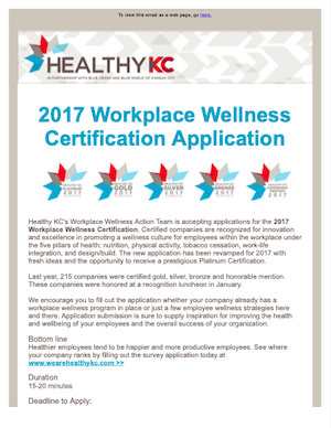 Workplace Wellness Certification Application Notice - photo