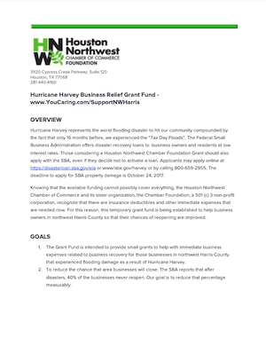 Hurricane Harvey Business Relief Grant Fund - photo
