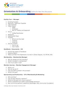 Orientation and Onboarding Outline for New Hire Discussions - photo