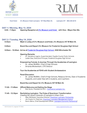 Longview to Lexington Intercity Visit Agenda - photo