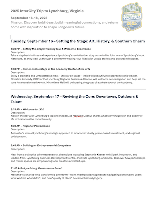 Longview to Lynchburg Intercity Visit Agenda - photo