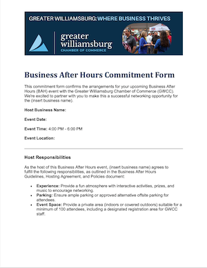 Business After Hours Commitment Form - photo