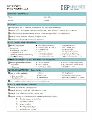 New Employee Orientation Checklist - photo